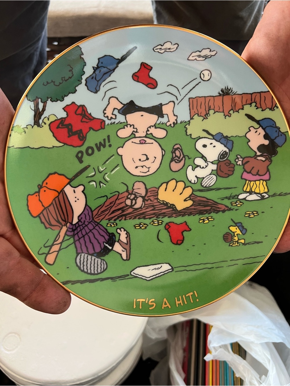 Danbury Mints Peanuts 'It's a Hit!' Decorative Plate - Green